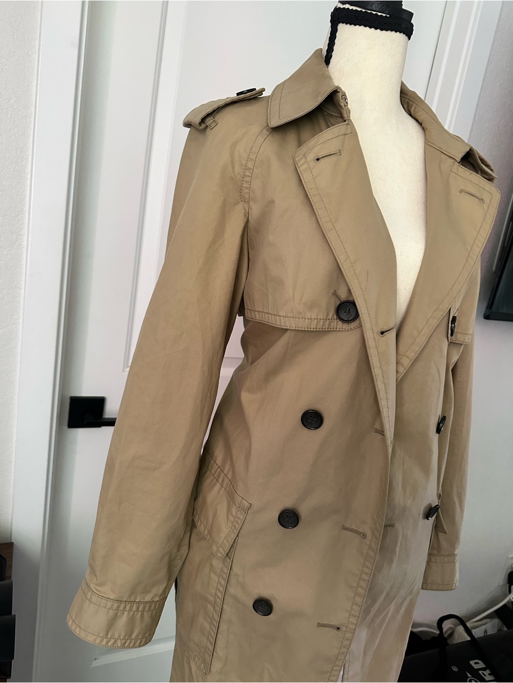 Coach Classic Tan Double-Breasted Trench Coat Sz S - Picture 3 of 5